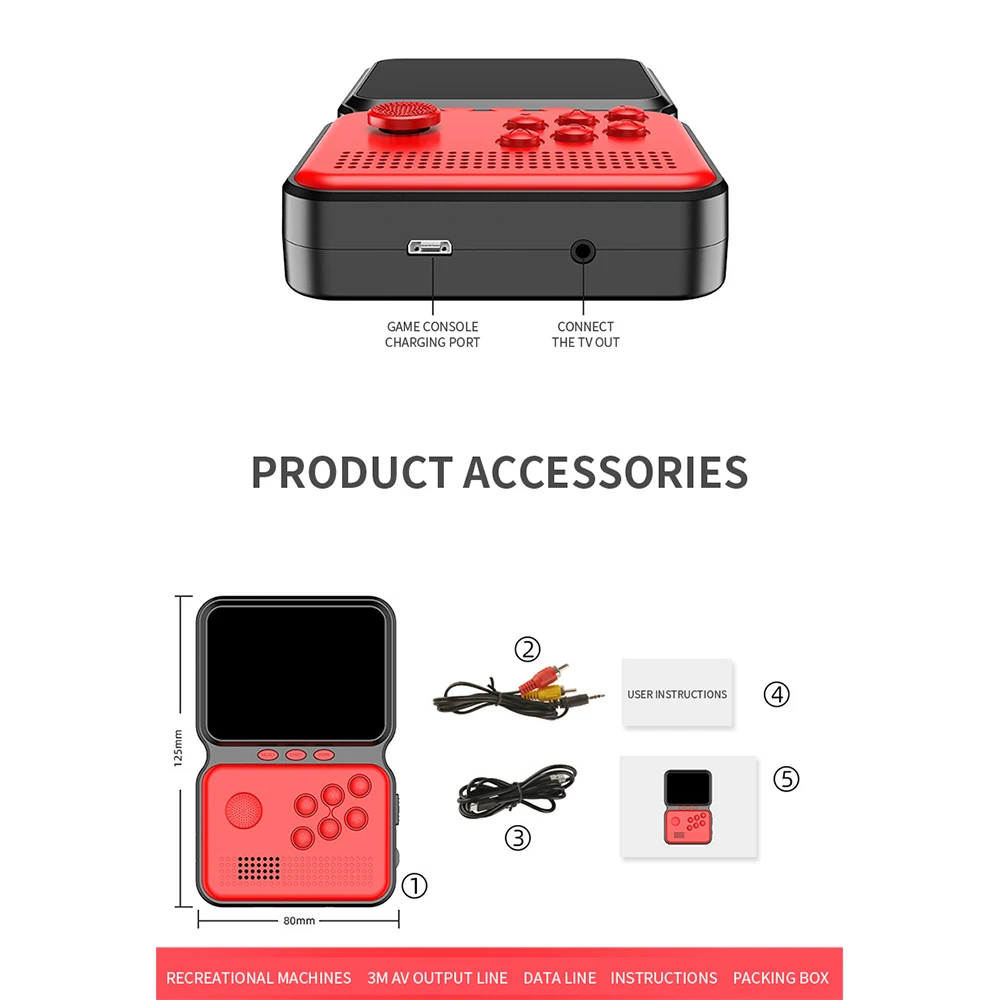 
Handheld Game console with screen, Retro Mini Game Console with direction stick, 900 Classical FC retro Games with extension 