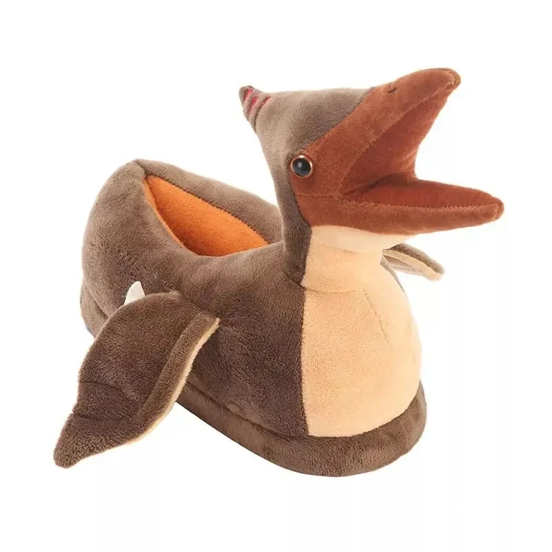 Funny Dinosaur Design Slippers For Women Indoor Home Parent-child Furry Shoes Slides Gifts Winter Unisex House Cartoon Slippers