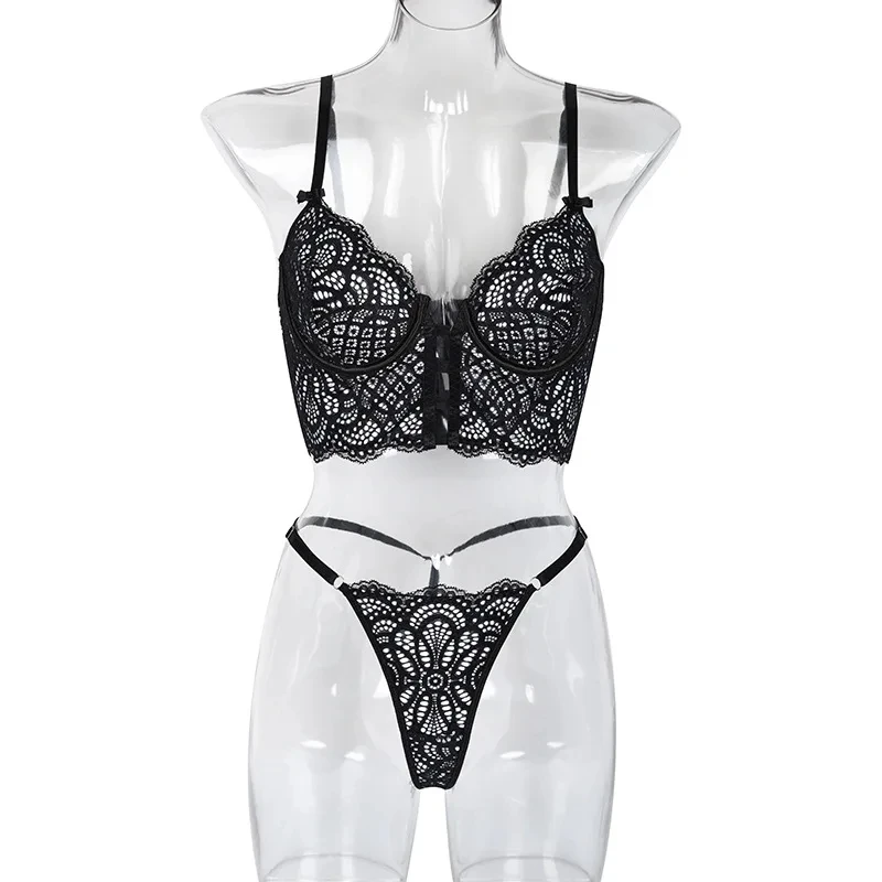 New Lace Erotic Lingerie Stitching Lingerie Set Two-Piece Bra + Panties Sexy Lingerie