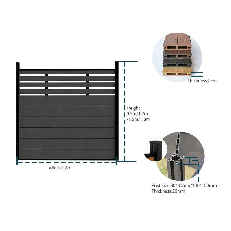 wholesale waterproof wood plastic composite fencing panels board garden used material outdoor privacy wpc fence 6 ft for garden
