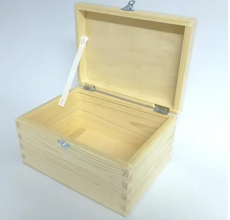 Оптовая продажа персонализированные рождественские большие деревянные подарочные коробки с сокровищами деревянная детская коробка на память откидной крышкой