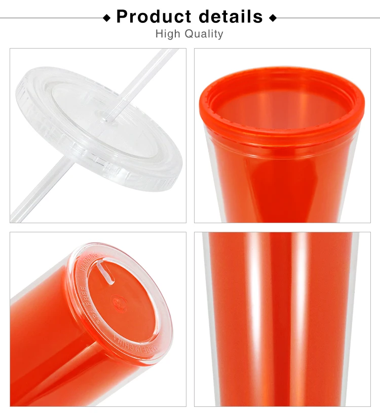Lincond Hot Sale BPA Free Tritan 16oz Plastic Double Wall Tumbler Cup With straw