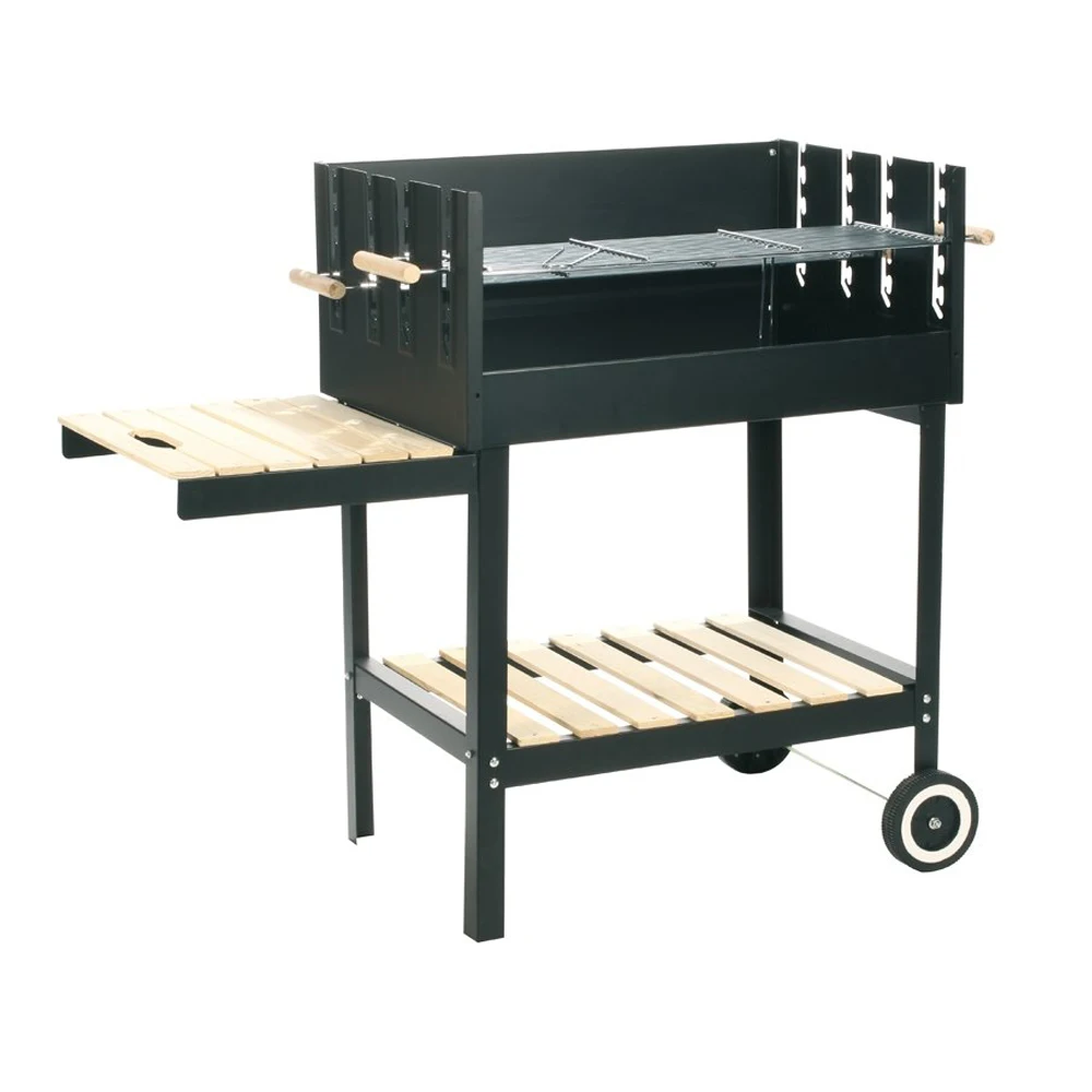 Trolley Grill Machine Camping Height Adjustable Portable Large BBQ Charcoal Grill Cart Ben