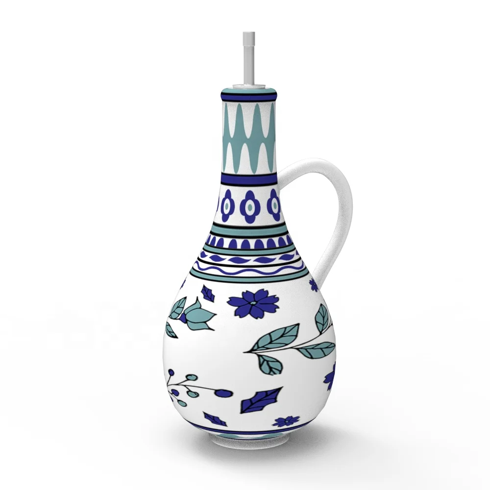 Изготовленная на заказ итальянская керамическая кухонная утварь Chinoiserie синий и белый керамический уксус Оливковое Масло дозатор для бутылок