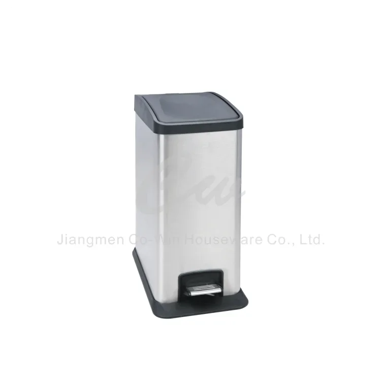 16 Gallon Modern Style Stainless Steel Pedal Bin Waste Bin Trash Bin with Plastic Inner Bucket Rectangular Kitchen Trash Can