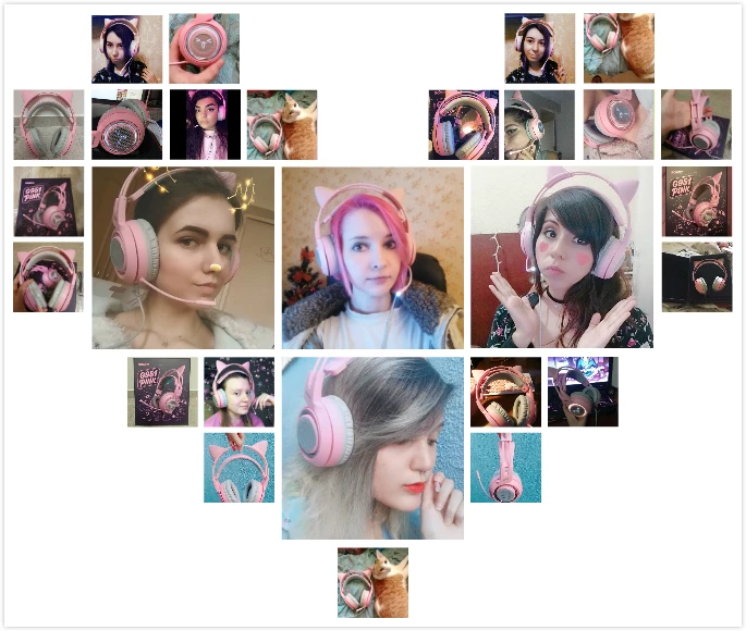 Best Gaming Partner G951 Cute Anime Cat Ears Wired Headphone Pink Headset with