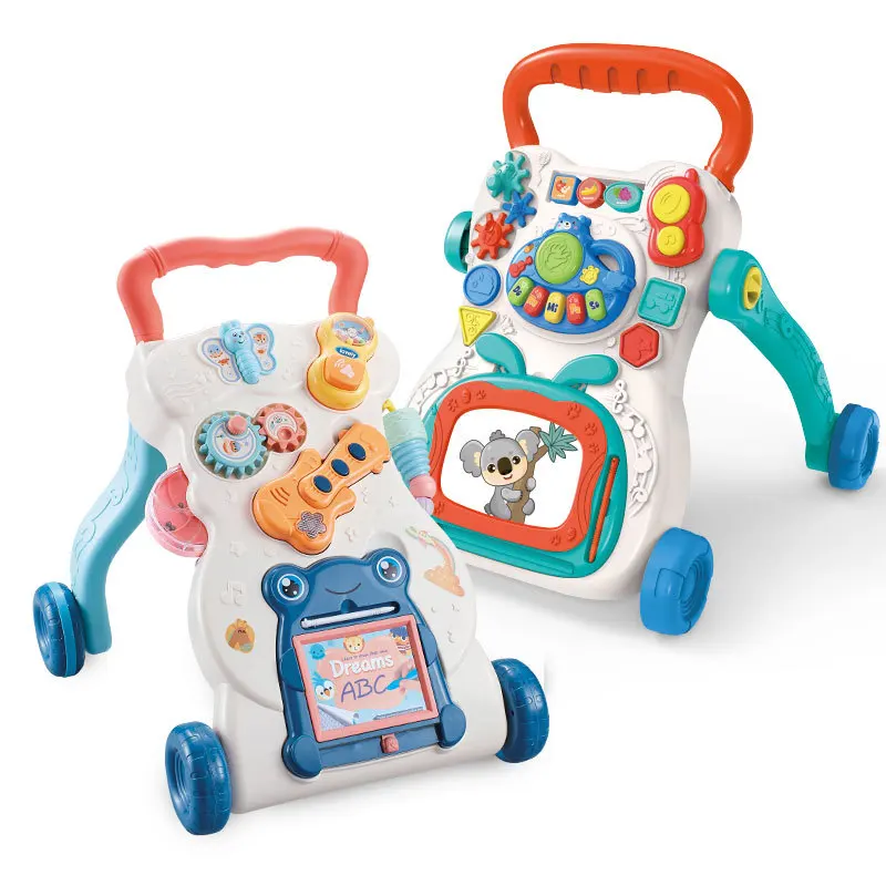 Hot Sale Multi Functional Musical Infant Educational Toy With Painting Board Gear Games Learning To Walker Push Baby Walker