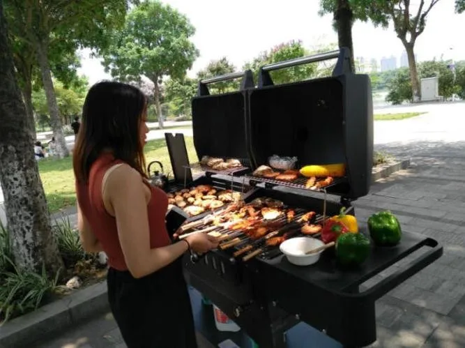 20 People Gas Charcoal Combo Combination Hybrid Gas Bbq Barbecue Grills With Infrared Burner For Outdoor Kitchen Cooking Machine