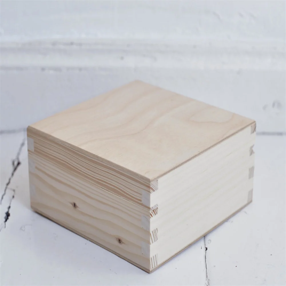 Factory Wholesale Storage Keepsake Photo Engravable Hinges Gift Handmade Small Personalized Unfinished Wooden Box