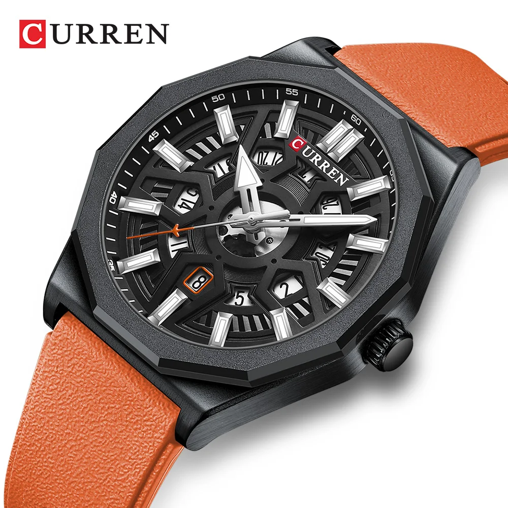 CU8437 Wholesale High Quality Men Brand Business Casual Silicone Strap Quartz Watch Special Dial With Calendar