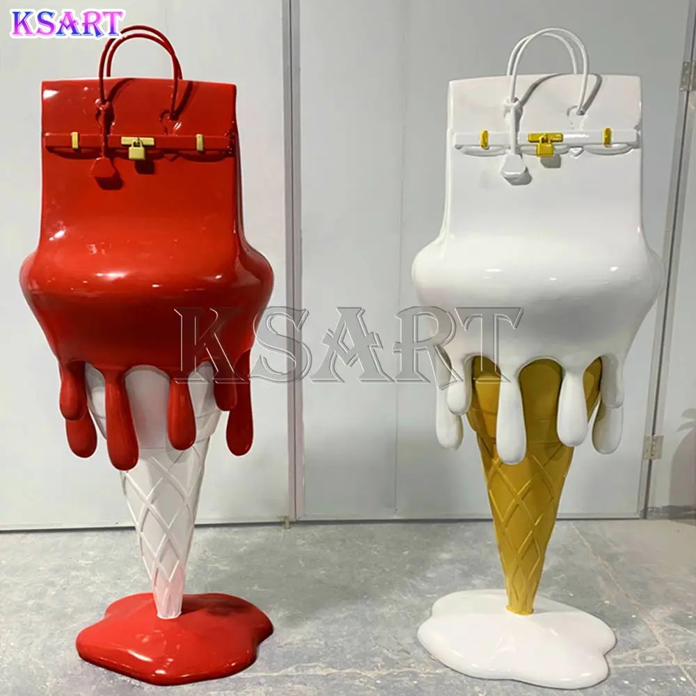 High quality melted ice cream resin Crafts Sculpture Ornaments Shop Gallery Art sculpture Chrome sculpture