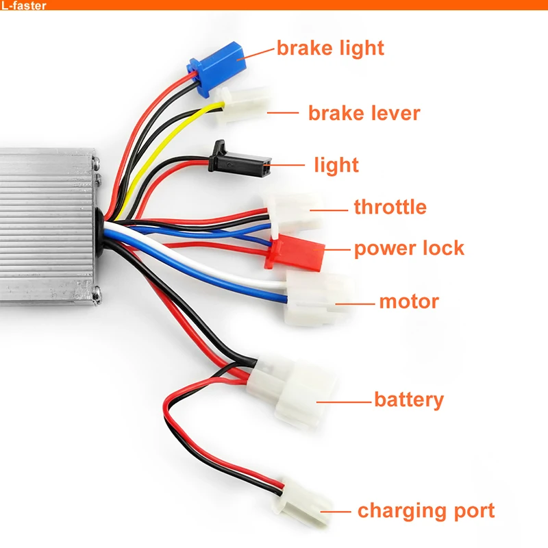 24V 250W Brushed Motor Controller With Key Switch Throttle Aluminium Brake Lever Lens Light for Electric Bicycle Bike Engine
