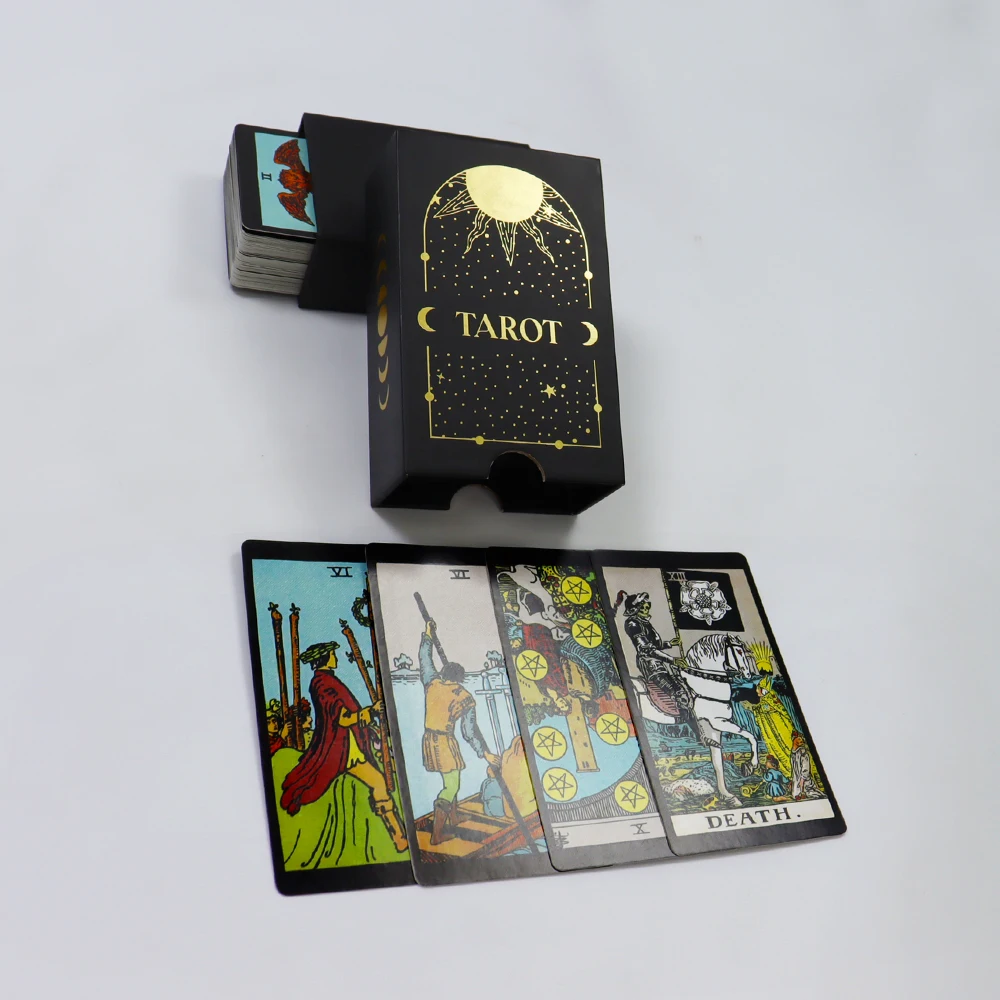 Custom Printing Luxury Foil Gold Drawer Tarot Card Divination Game Manufacture Classics Oracle Tarot Card With Guidebook