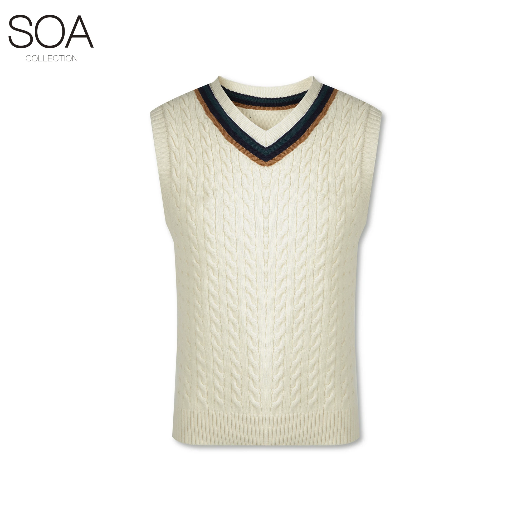 20ALM012 School Sweater Mens Sleeveless Vest V Neck Men Knit Sweater Wool Sweater Knitted Clothes 100% Wool Standard Wool Spring