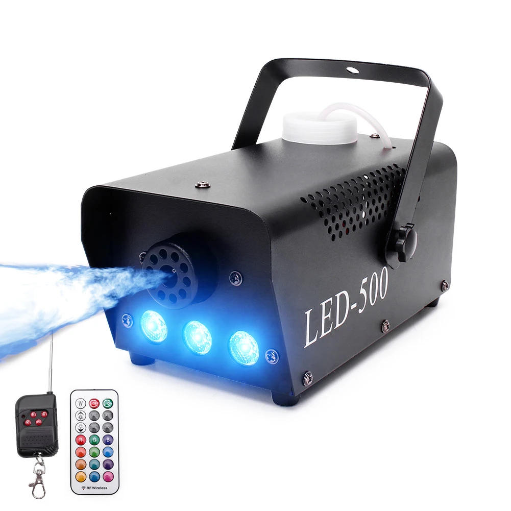 U`King 500W RGB 2pcs Remote Control High Output Stage Light Smoke Machine Mini Fog Machine