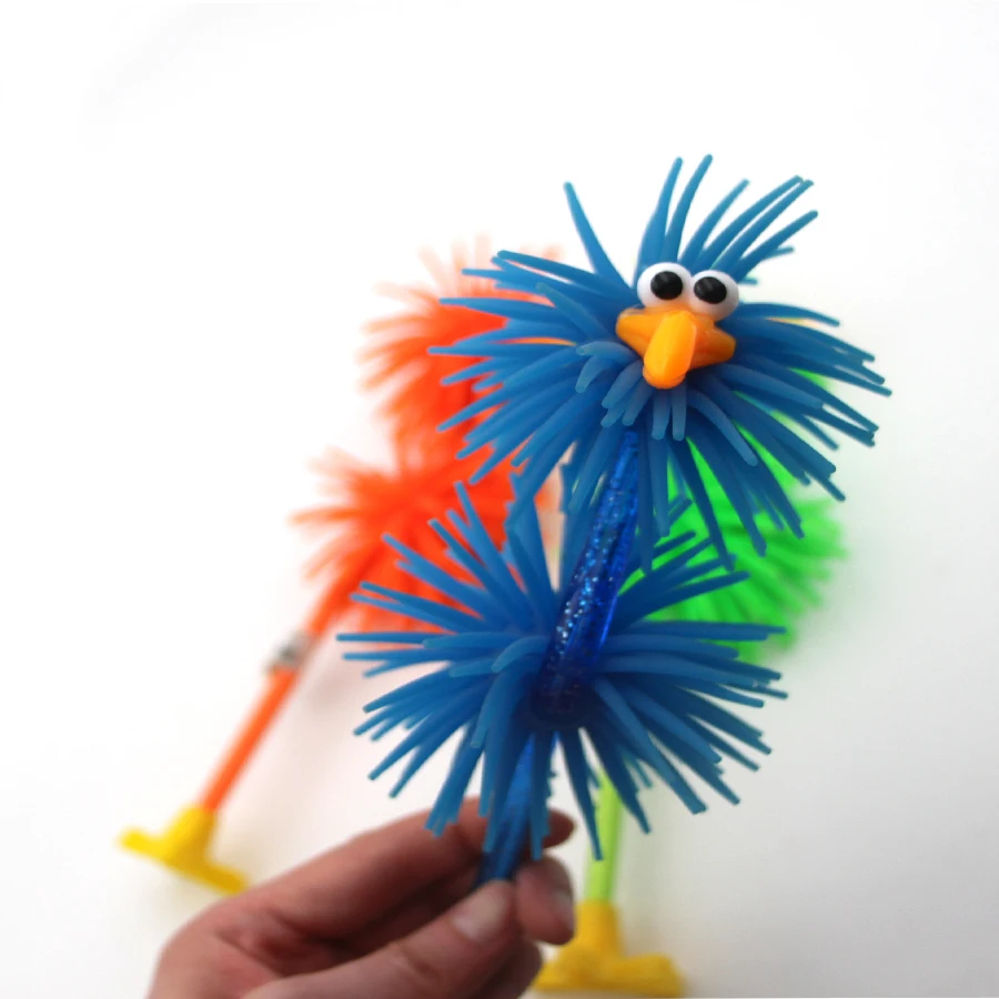 New design bird shape rubber silicone standing ball pen flamingo shape soft rubber animal pen