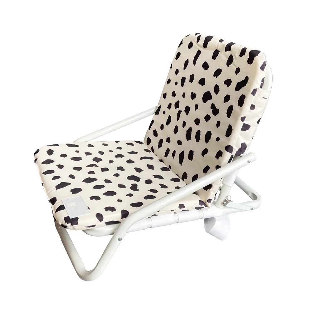 Алюминиевый легкий рюкзак с принтом на заказ, портативный мягкий складной пляжный стул из хлопчатобумажной ткани с подушкой