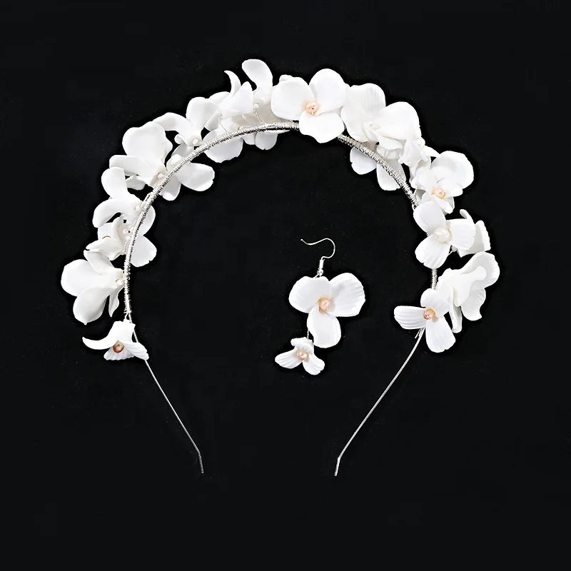 Bridal Wedding accessories Crown Hair accessories Handmade Ceramic Flower Headband Wedding Dress for Women