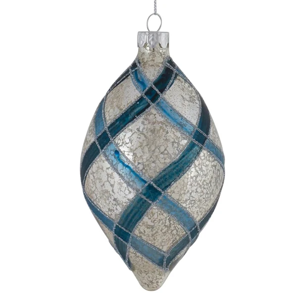 Painted blue glitter mesh glass Christmas ball and pendant decoration light blown special-shaped ball Christmas ball