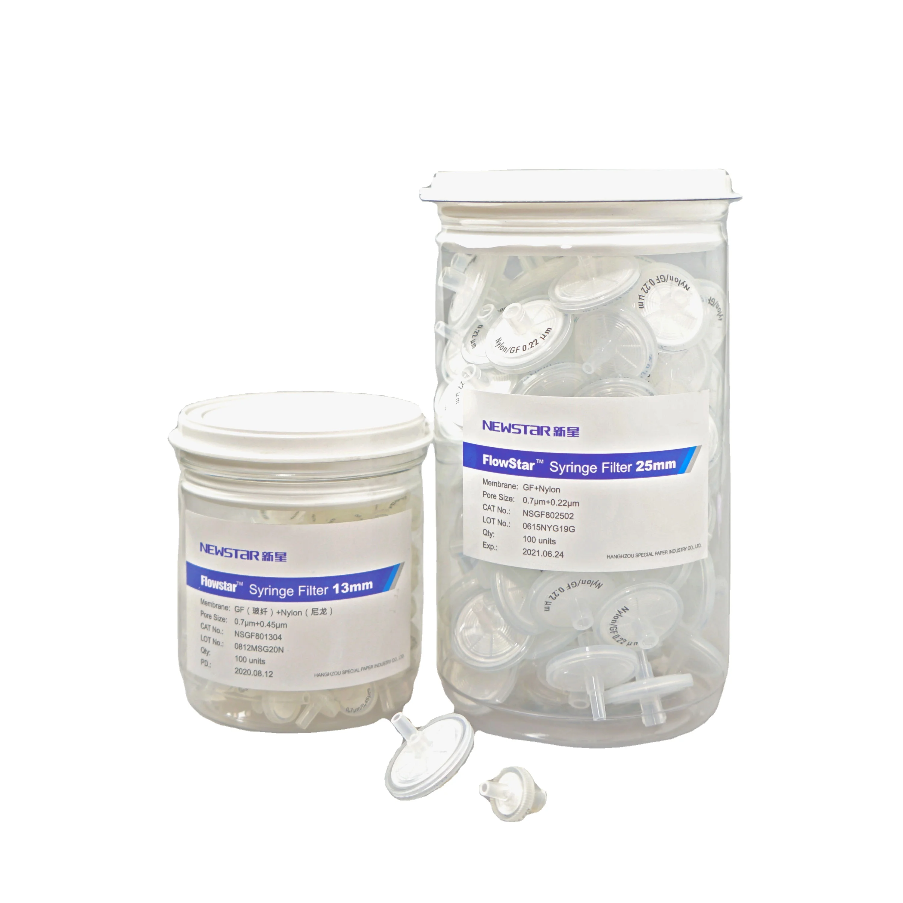 Syringe filter with triple membranes equivalent to Whatman GD/X Glass Fiber pre-filter+Nylon 13mm 25mm