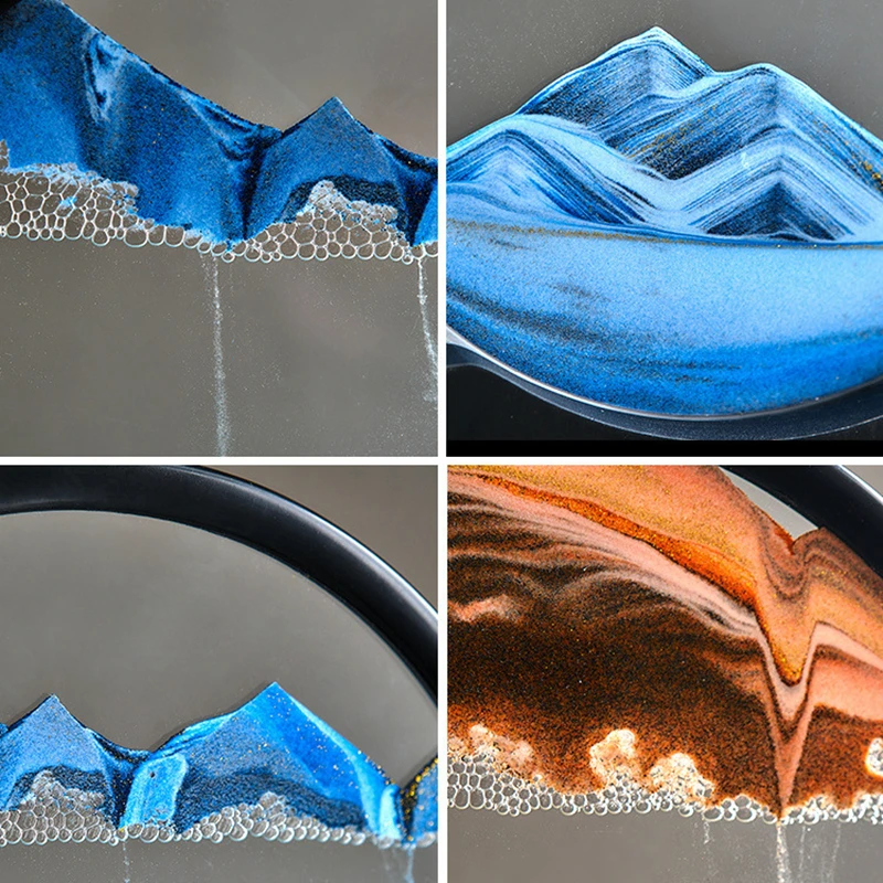 3D-картина с изображением зыбучих песков, круглая стеклянная движущаяся картина с движущимся песком, для домашнего декора, песочные часы