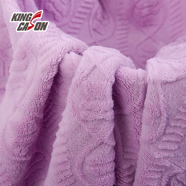 Kingcason China Factory One Side Brushed Plain Burnout Flower 100%Poly Flannel Fleece Fabric For Blanket Bedding Pajamas Toys