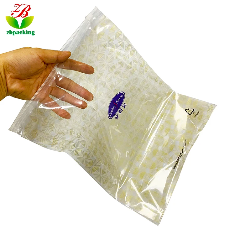 custom printed LDPE  biodegradable transparent ziplock bag for clothing