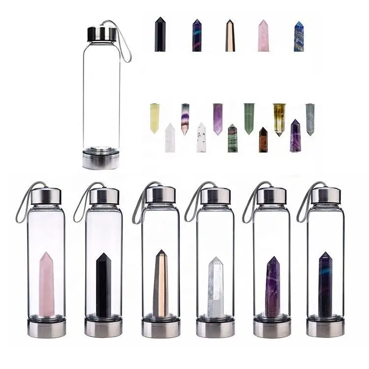 Wholesale Premium 550ml 16oz BPA Free Crystal Infused Water Bottles With Healing Gem Stone UK