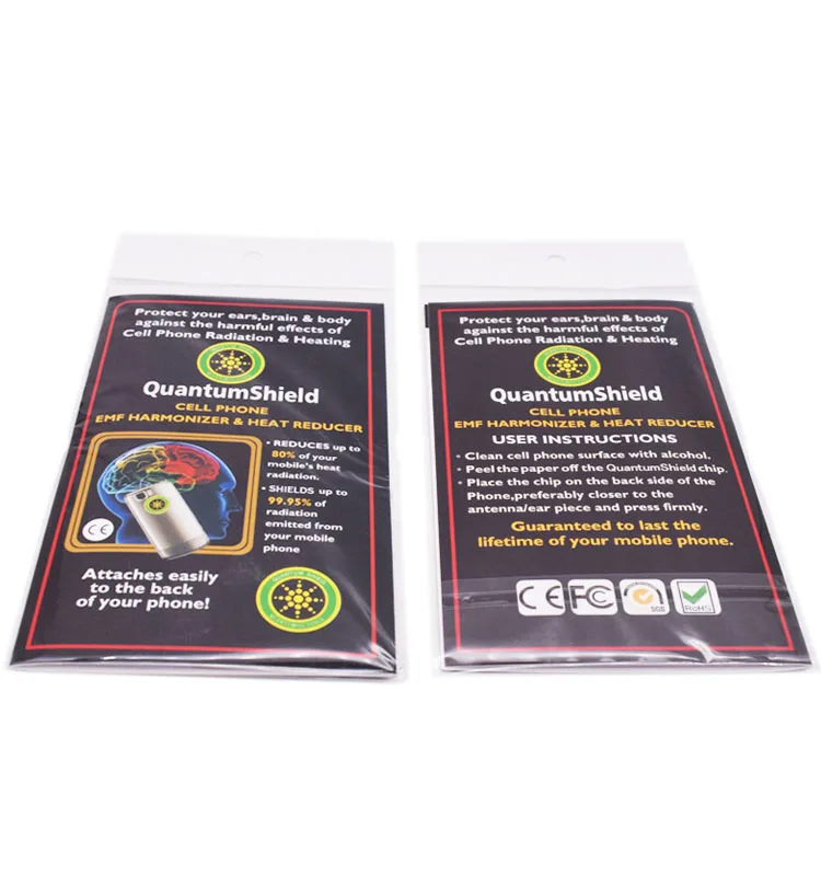 Opp bag quantum science shield EMF protection stickers negation ion scalar energy chip mobile phone anti radiation sticker