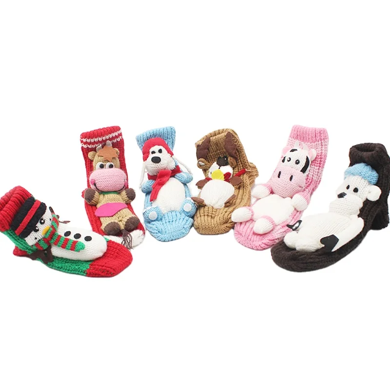 Winter Knitted Acrylic Indoor Children Kids Socks Christmas Funny Christmas Socks Slipper Socks Christmas
