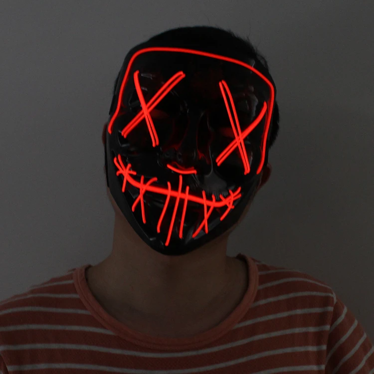 Wholesale halloween 2022 horror party scary led flashing light mask cosplay party decorations Halloween party mask