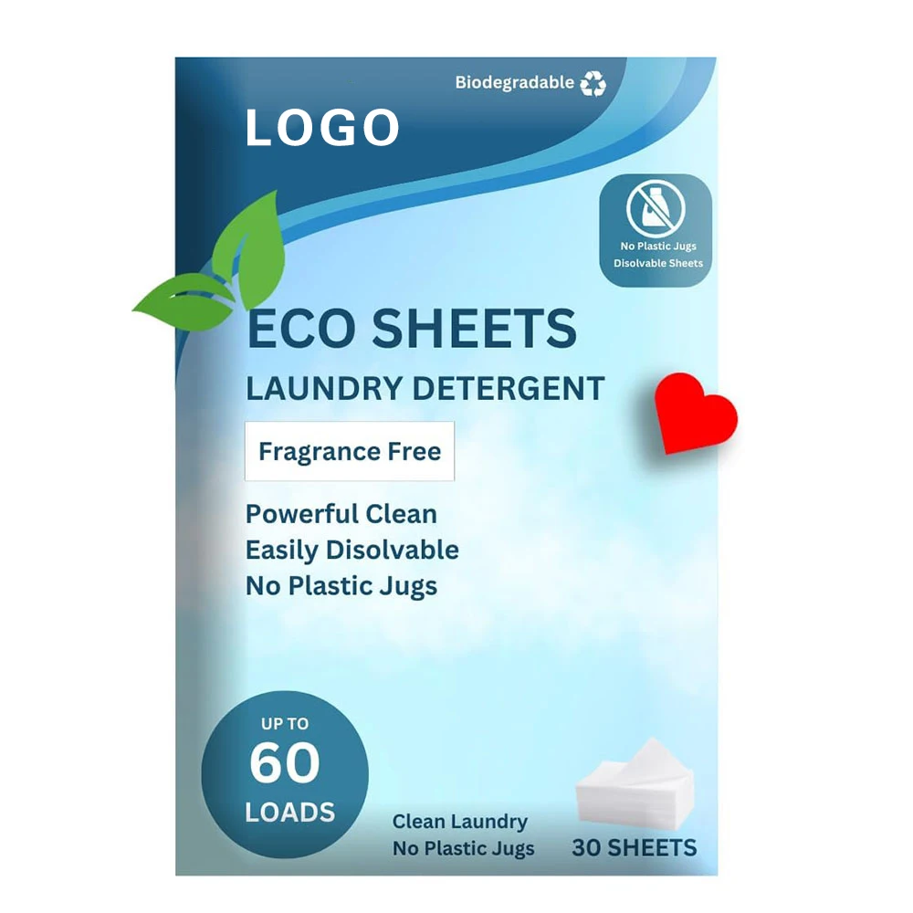 Eco Friendly 11*7cm Hypoallergenic Fresh Linen Fragrance Laundry Detergent Sheets 30 Loads Washing Detergent Strips