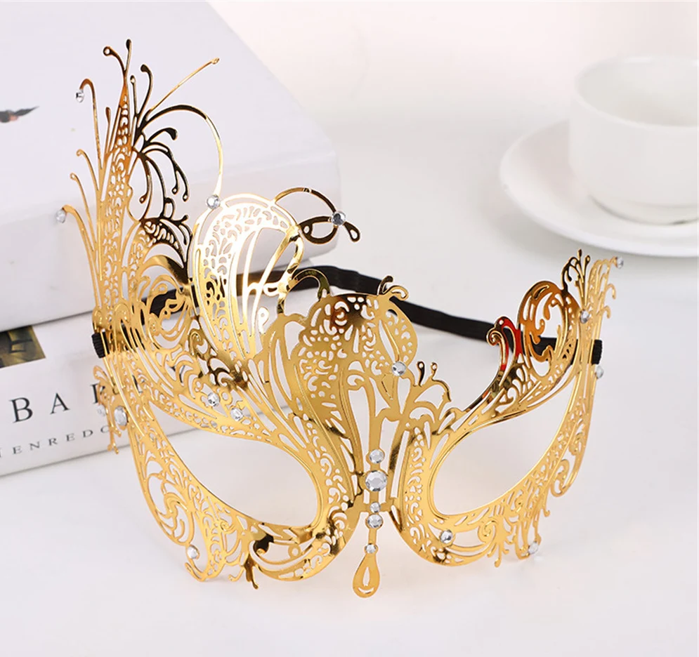 Metal black Half Face Eye Funny Party Mask for Prom Party Carnival Holiday Masquerade Venetian Costume Cosplay Halloween Mask