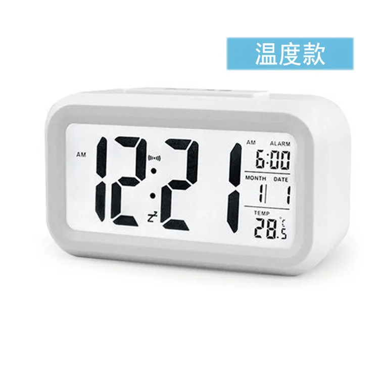 Digital Alarm Clock LCD Display Snooze Electronic Clock Sensor Nightlight Office Table Clock