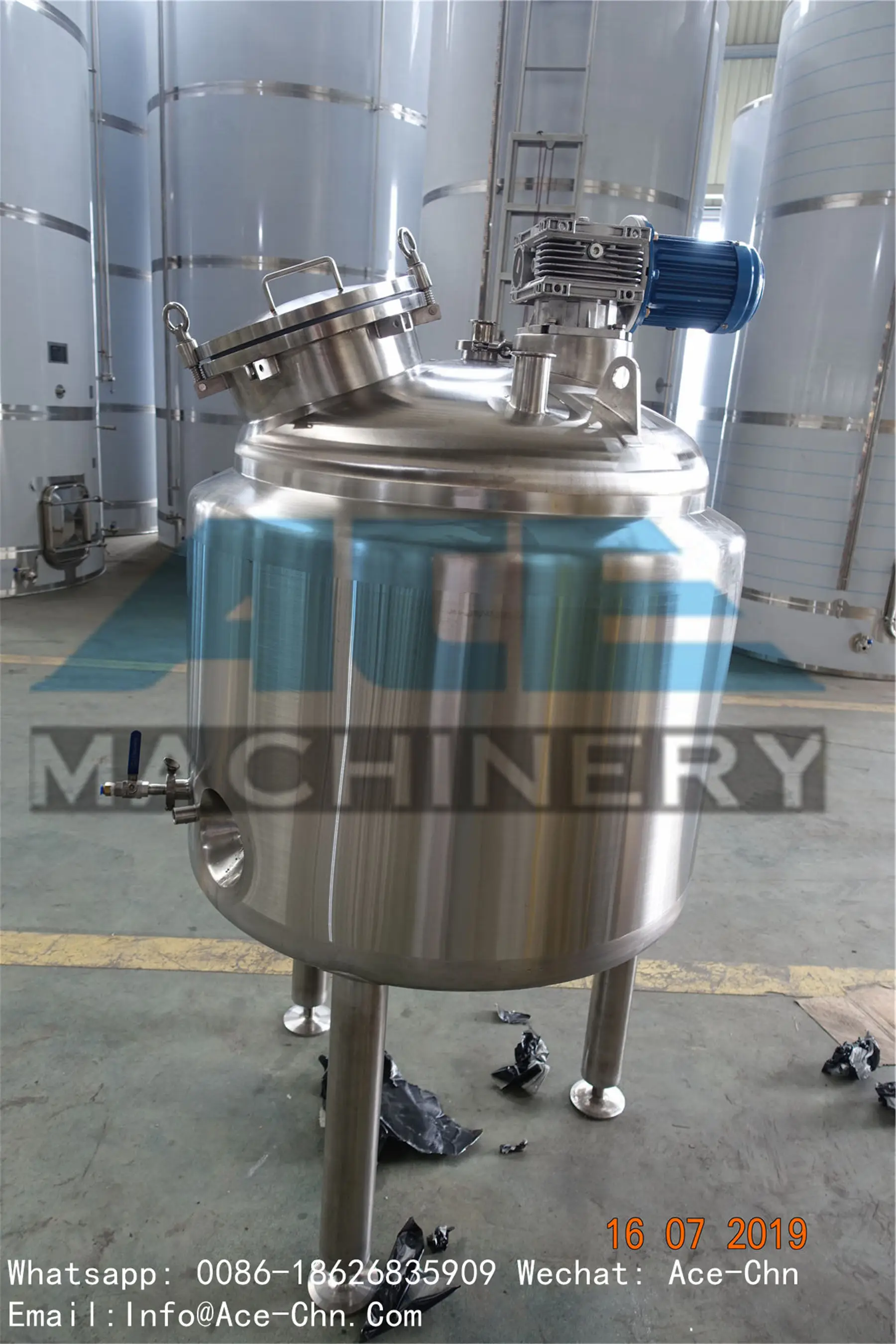 Ace 100L Stainless Steel Mixer Tank/Electrical Heating Liquid Soap Dish Washing Stirrer / Castile Mixing Tank