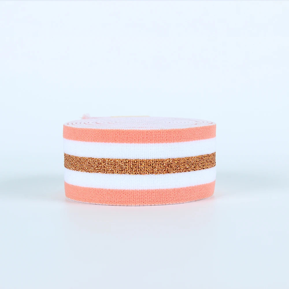 Metallic Lurex Elastic Tape Stripe Elastic Tape Nylon Elastic Tape With Metallic Yarn Polyester Elastic Webbing Band