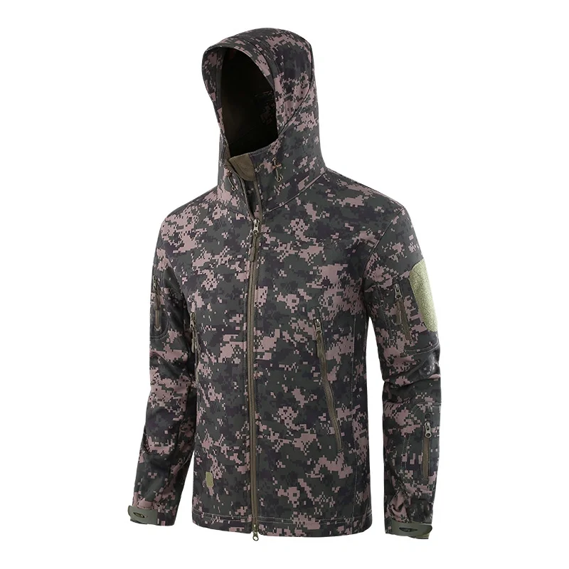 Softshell Jacket Fleece Jacket Men Custom Design with Removable Hood Polar Fleece Jacket