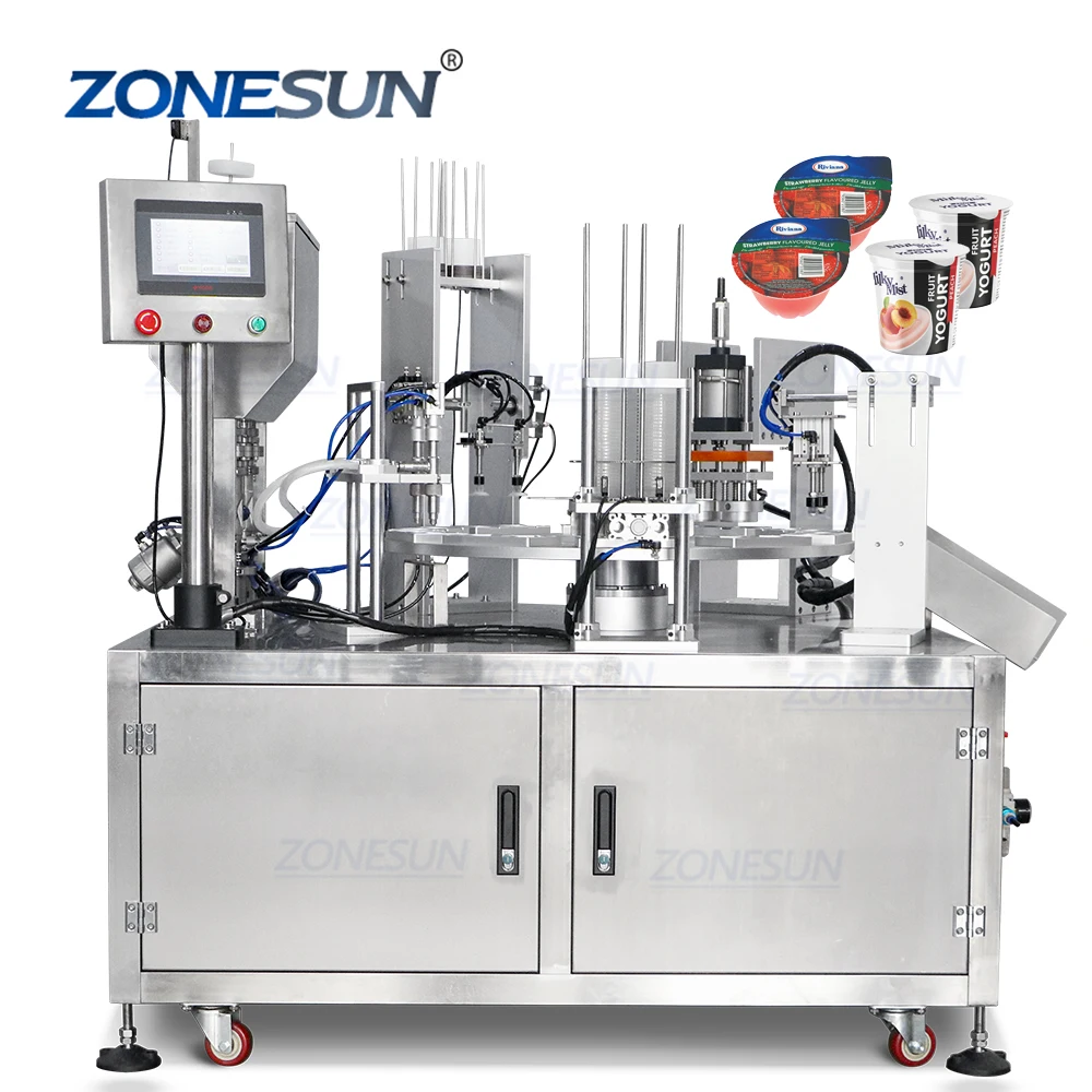ZONESUN ZS-AFS02 автоматическое роторное арахисовое масло йогурт из прозрачного пластика с соуса чашка машина наполнения и