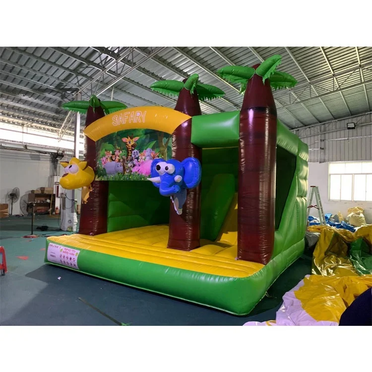 jungle monkey Inflatable Bounce house with slide jumping moonwalk monkey inflatable bouncer combo for sale