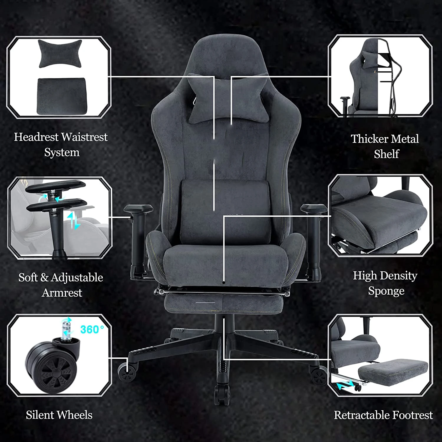 Cheap Sale Breathable Alcantara Office Chair Ergonomic PC New Best Silla Gamer Racing Hot Sale Gaming Chair with Footrest