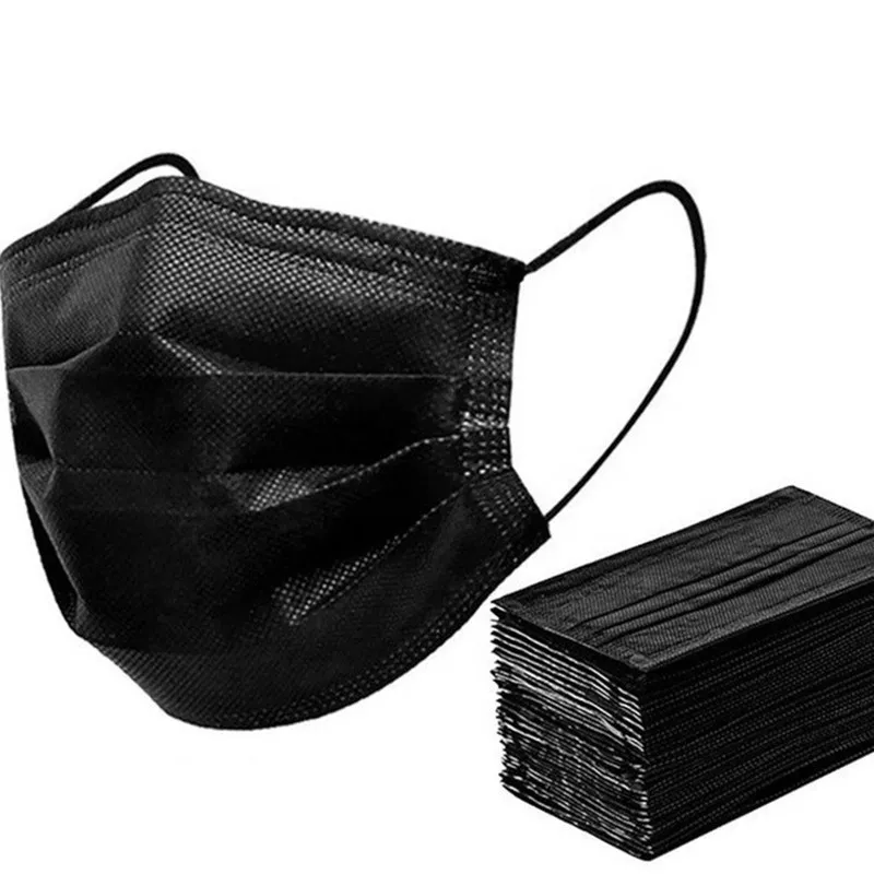 Surgical Musk 3 Ply Disposable Non-Woven Medical 3 Layer Black Mask Face Earloop Surgical Black Disposable Facemask