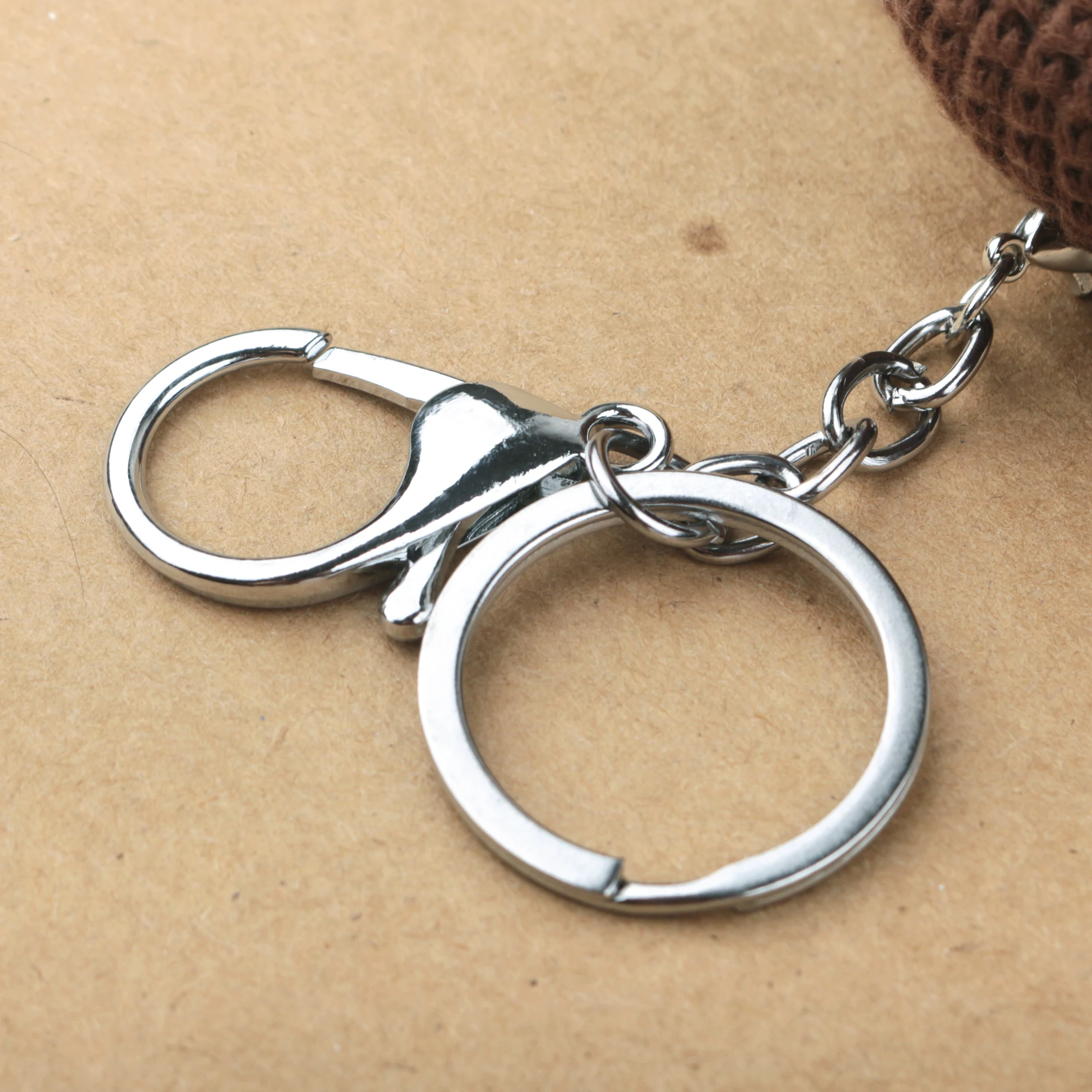 Handmade crochet bear head  crochet key chain cotton crochet grinding teeth ring cute stick toy wholesale