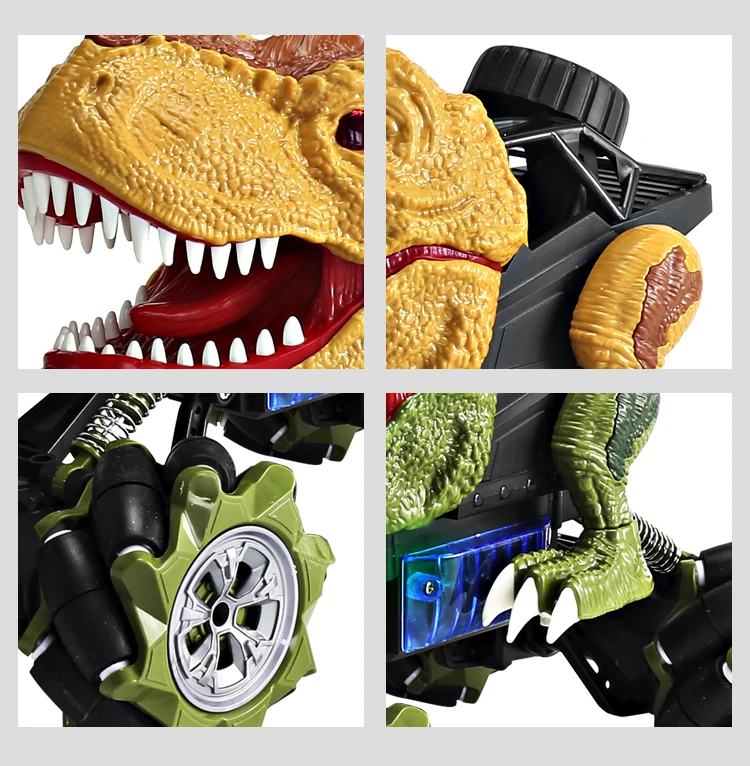 1:16 2.4 Ghz Remote Control Spray Electric Dinosaur Monster Truck 360 Degree Spins Stunt Car Toys Drift Outdoor for Kids