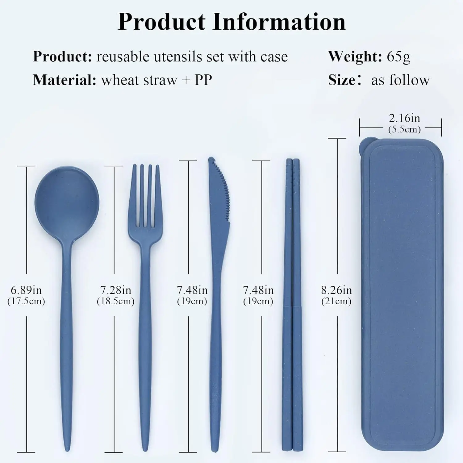 Wheat Portuguese portable tableware knife and spoon chopsticks four-piece set student outdoor travel portable tableware box suit