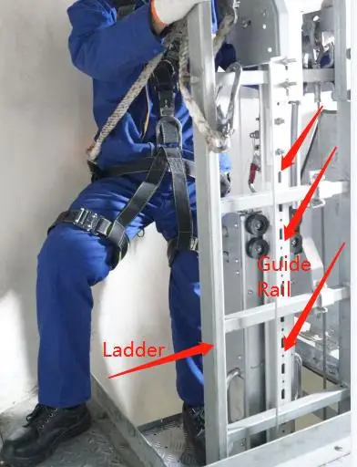 Single man climbing lift Climb free for wind tower turbine