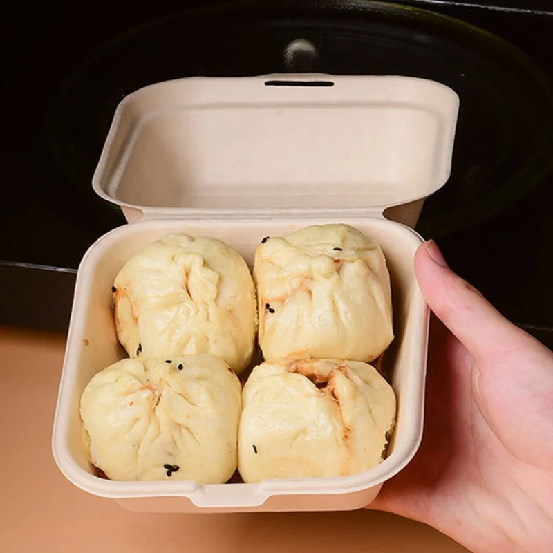 Biodegradable Disposable Sugarcane Bagasse Lunch Box 1000ml Soup Dish Dishes & Plates Rectangle Takeaway Food Container