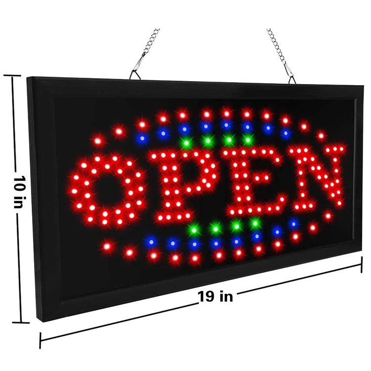 Hot Selling Custom Store Led Advertising Business Signs 19*10 Illuminated Open Sign
