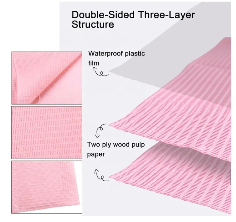 3 layers disposable waterproof dental bibs adult patient use napkin wholesale