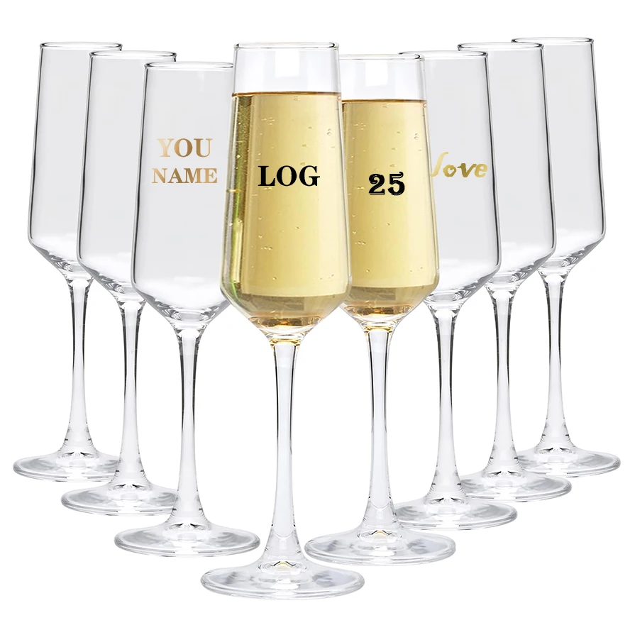 Mr. & Mrs. Champagne Flute Set His and Hers Wedding Day Toasting Glasses Tall Wine Glasses Bridal Shower Gift Idea