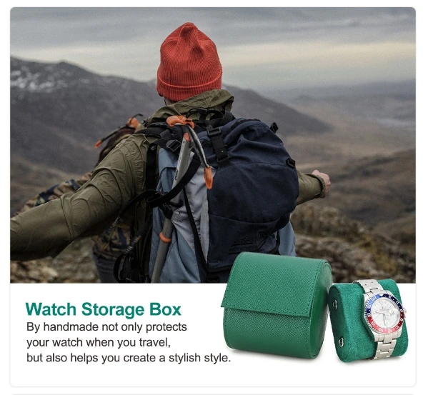 Travel Watch Case Leather Caja Para Reloj Portable Luxury Watch Box Packaging Green Watch Roll Case Gift Wristwatch Travel Case